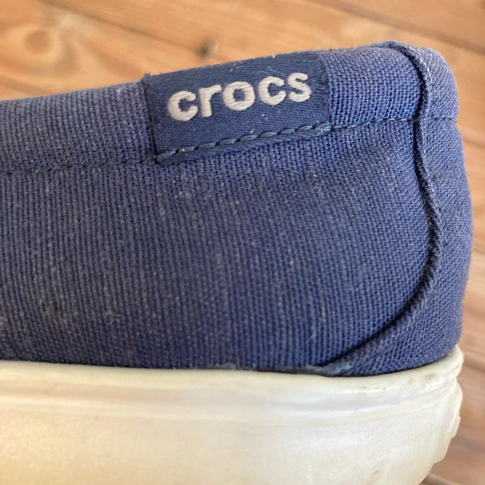 Crocs Dual Comfort Slip On Loafer Shoe Canvas Flat Rubber Sole Lightweight Sz 9